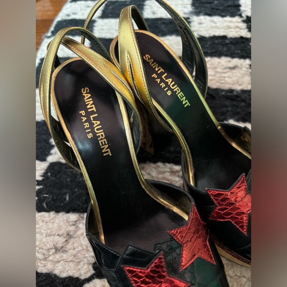 SAINT LAURENT NIB SS15 leopard star runway Candy platform sandals heels 36 - Picture 10 of 11